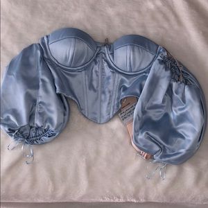 Oh Polly True Bliss Bardot Puff Sleeve Crop Top